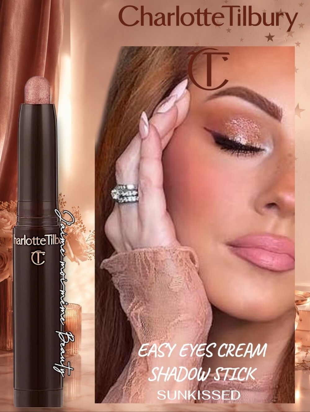 Charlotte Tilbury Cream Shadow Stick — Sunkissed Pink Peach Shimmer Multichrome